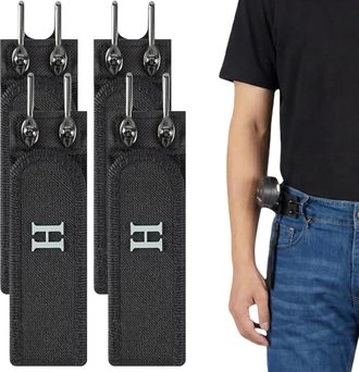 Generic Tactical Metal Hook Elastic Belt-Buckleless Belt Hook,Unisex Buckle-Less Invisible Waist Belts, Gift for Men Women (Black*4)