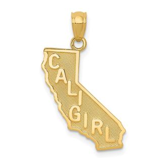 Diamond2Deal 14k Yellow Gold CALI GIRL State Map Pendant