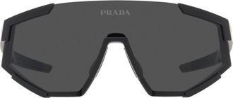 Prada 39mm Shield Sunglasses in Black Rubber/dark Grey at Nordstrom