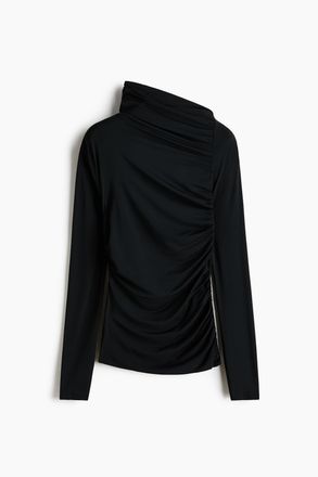 H&M Drapiertes Shirt - Schwarz