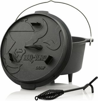 No Brand BBQ-Toro Dutch Oven DO9P, pentola in ghisa Premium da 9,0 l, pentola in ghisa