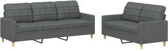 vidaXL Vidaxl - Juego De Sof&aacute;s Con Cojines 2 Piezas Tela Gris Oscuro