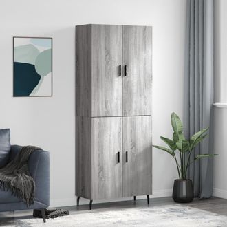 vidaXL Vidaxl - Aparador Alto Madera Contrachapada Gris Sonoma 69,5x34x180 Cm