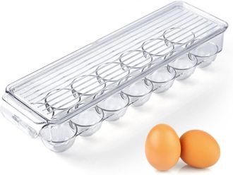 OEM Contenedor Para Huevos Para El Refrigerador, Recipiente Para Huevos De 14 Compartimentos, Dispensador De Huevos De Pl&aacute;stico Con Tapa, Soporte Transpar