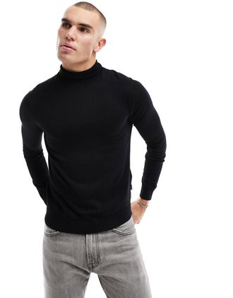 Only & Sons high neck sweater in black