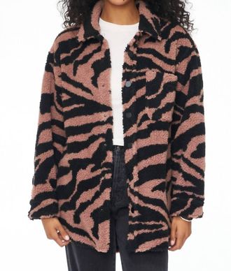 Pistola Denim Womens Lynn Oversized Shearling Jacket In Clay Zebra