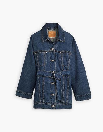 Levi's Womens Solid Patterned Trucker Denim Jacket with Flap Pocket - Navy - Size: 12