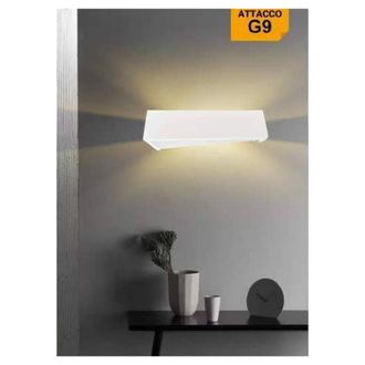 Trade Shop Trade Shop - Applique In Gesso Moderno Design Rettangolo Tinteggiabile Biemissione G9 Gs-e76
