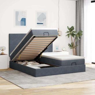 vidaXL Estructura Cama Otomana Colchones Terciopelo Gris Oscuro Vidaxl