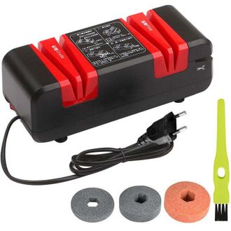 Elle Afilador El&eacute;ctrico Autom&aacute;tico Multifunci&oacute;n Con Biselado, Bordes Sin Desbastar Y Ranuras Finas (15 Grados), Incluye Cepillo Y 3 Discos Abrasivos Reempl