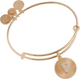 Alex and Ani Pave Starburst Texture Initial Bangle Bracelet in Gold - P at Nordstrom