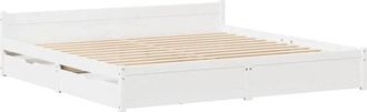 vidaXL Bed Frame without Mattress White 150x200 cm King Size Solid Wood Pine vidaXL