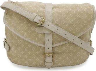 Louis Vuitton Pre-owned Monogram Mini Lin Saumur 30 Schoudertas - Dames - Vintage Schoudertas - Beige - ONE Size - Leer - Vintage
