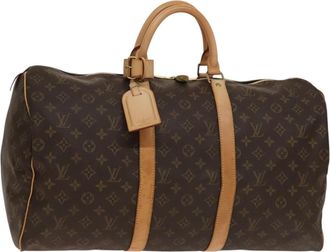 Louis Vuitton Keepall Bag Monogram Canvas Brown Canvas Handbag (Pre-Owned)