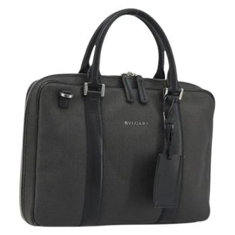 Bulgari Pre-owned Vintage Business Bag - Dames - Pre-owned - Grijs - Maat: ONE Size Leer