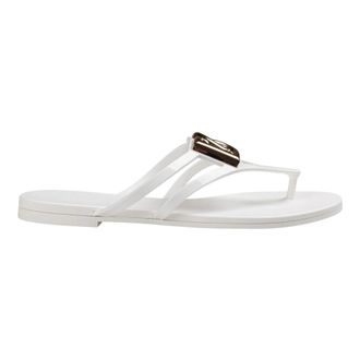 Dolce & Gabbana Slide Beachwear in Rubber with Logo - Dames - Schoenen - Wit - Maat: 37 EU Katoen