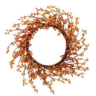 Nearly Natural 24-in Sweet Bitter Wreath in Orange at Nordstrom