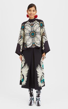 La DoubleJ Santa Monica Skirt Mix Tiles Plac&eacute;e Black at Nordstrom, Size X-Small