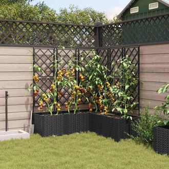 Berkfield Home Green Garden Planter with Trellis 5 pcs Black 120x120x143 cm | Size: 120 x 120 x 143 cm