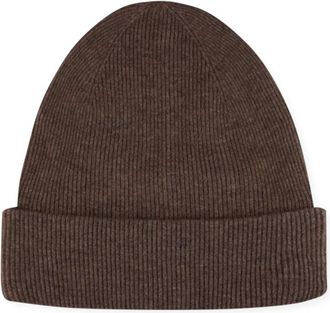 Stenstr&ouml;ms Geribbelde Wollen en Kasjmier Beanie - Dames - Hoeden - Bruin - ONE Size - Wol - Accessoires