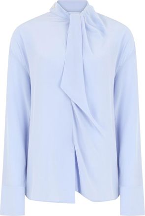 Victoria Beckham Light Blue Solid Band Collar Top