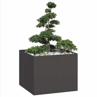 Berkfield Home Planter Black 100x100x80 cm Steel | Size: 100 x 100 x 80 cm
