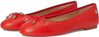 Lauren Ralph Lauren Jayna Nappa Leather Flats High Womens Heels Bright Vermilion : 8.5 B - Medium