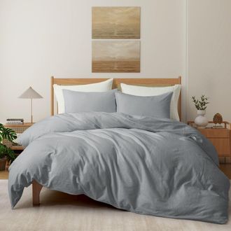 Puredown 100% Linen Duvet Reversible Duvet Cover Set