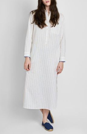 Sleepy Jones Linen-Cotton Georgia Kaftan in Baker Stripe at Nordstrom, Size X-Small