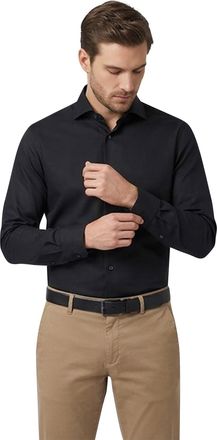 Led&ucirc;b Ledub overhemd donkerblauw effen wide spread normale fit
