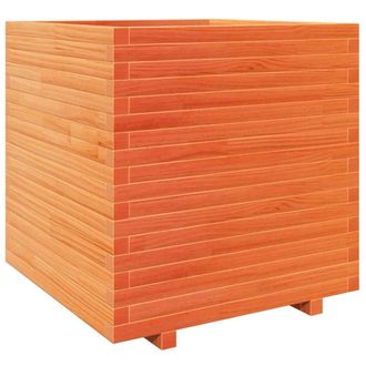 Berkfield Home Garden Planter Wax Brown 70x70x72.5 cm Solid Wood Pine in Tan