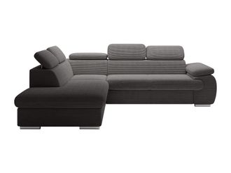 VENTE-UNIQUE.COM Sof&aacute; rinconera terciopelo gris antracita