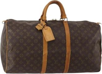 Louis Vuitton Tweedehands Canvas Louis Vuitton tassen - Dames - Vintage Weekendtas - Bruin - ONE Size - Vintage
