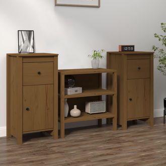 vidaXL Vidaxl - Aparadores 2 Uds Madera Maciza De Pino Marr&oacute;n Miel 40x35x80 Cm