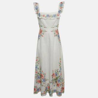 Zimmermann White Linen Cross Stitch Off Shoulder Dress