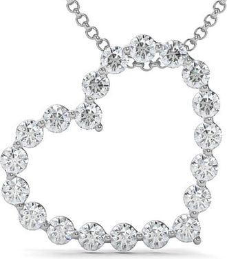 Pompeii3 1 Ct Diamond Heart Pendant Necklace in White, Yellow, or Rose Gold Lab Grown
