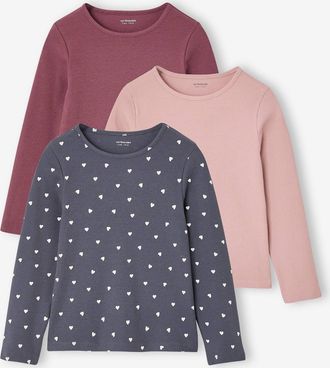Vertbaudet 3er-Pack M&auml;dchen Langarmshirts gerippt tinte