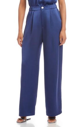Fifteen Twenty Sofi Satin Wide Leg Pants in Deep Blue at Nordstrom, Size Medium