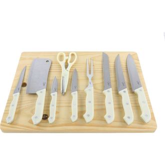 Gibson Home Wildcraft 10 Piece Cutlery Set With Cutting Board in White at Nordstrom