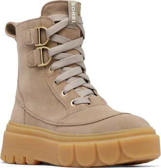 Sorel Caribou X Waterproof Leather Lace-Up Boot in Omega Taupe/Sea Salt at Nordstrom Rack, Size 10.5