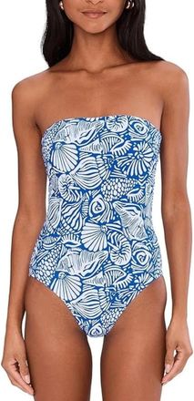 Seafolly Bandeau Swimsuit Womens Sapphire C Shells Print One Piece GBO3707