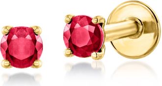 RS Pure by Ross-Simons Ruby Flat-Back Stud Earrings in 14kt Yellow Gold