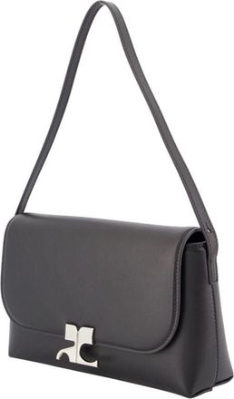 Courr&egrave;ges Womens Shoulder Bag Black Cowhide