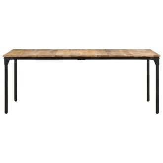 Berkfield Home Dining Table 200x100x76 cm Rough Mango Wood in Brown | Size: 200 x 100 x 76 cm
