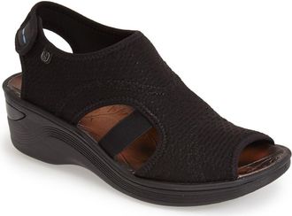 Bzees Dream Wedge Sandal in Black Fabric at Nordstrom, Size 9.5