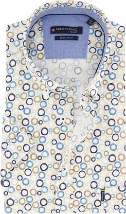 Giordano Blauw beige geprint overhemd Giordano Regular Fit met rondjes
