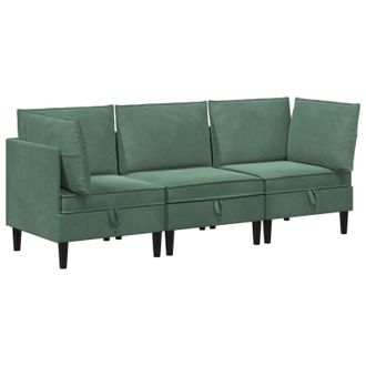 vidaXL Juego De Muebles De Sal&oacute;n Con Coj&iacute;n 3 Pcs Verde Mar Terciopelo Vidaxl