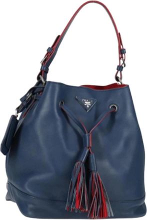 Prada Pre-owned Leather prada-bags - Dames - Vintage Tas - Blauw - ONE Size - Leer - Vintage