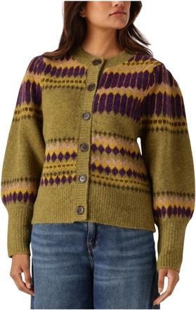 Antik Batik Mohi Cardigan - Dames - Vesten - Groen - XS - Wol - Truien & Vesten