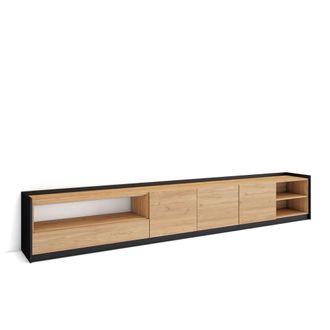 Skraut Home Mueble tv efecto madera roble y negro 310x37x50cm